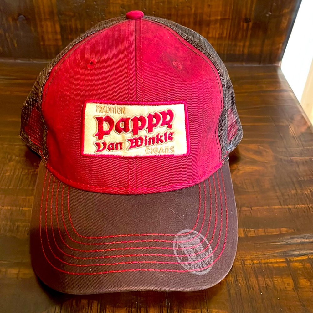 Pappy Van Winkle Cigars Vintage Red and Brown Trucker Hat Collectible